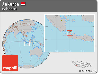 Gray Location Map of Jakarta