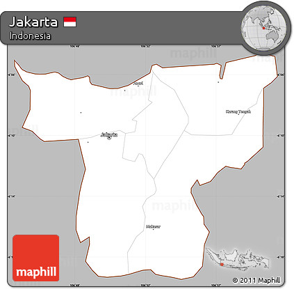 Gray Simple Map of Jakarta, cropped outside