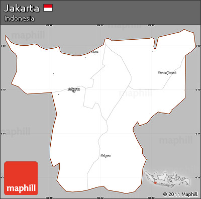 Gray Simple Map of Jakarta, cropped outside