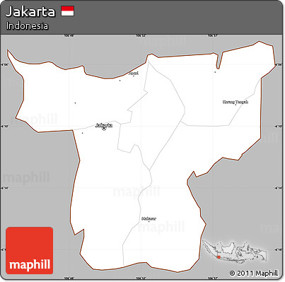 Gray Simple Map of Jakarta, cropped outside