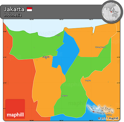 Political Simple Map of Jakarta