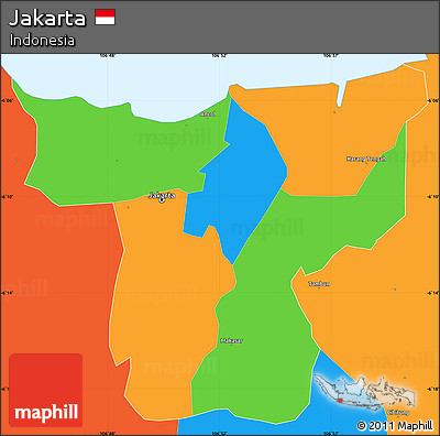 Political Simple Map of Jakarta