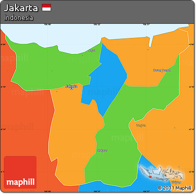 Political Simple Map of Jakarta