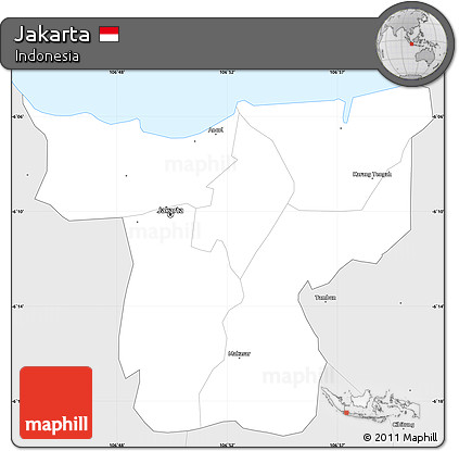 Silver Style Simple Map of Jakarta