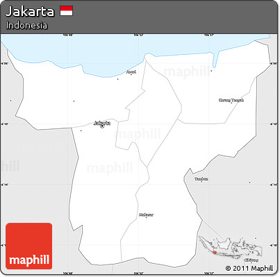 Silver Style Simple Map of Jakarta