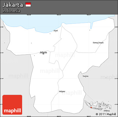 Silver Style Simple Map of Jakarta