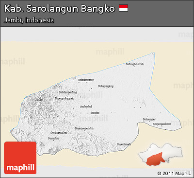 Classic Style 3D Map of Kab. Sarolangun Bangko, single color outside