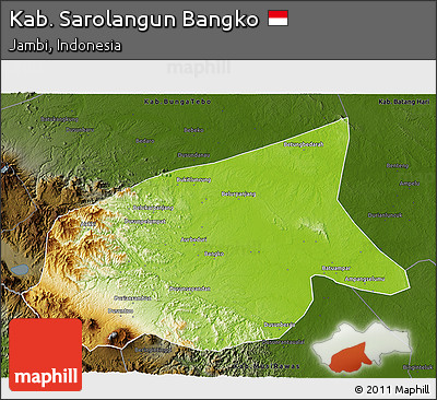 Physical 3D Map of Kab. Sarolangun Bangko, darken