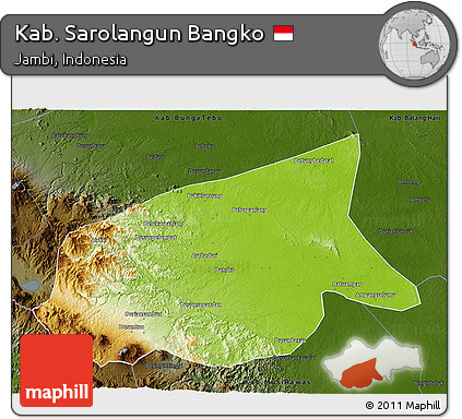 Physical 3D Map of Kab. Sarolangun Bangko, darken