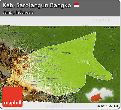 Physical 3D Map of Kab. Sarolangun Bangko, darken