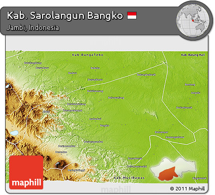 Physical 3D Map of Kab. Sarolangun Bangko