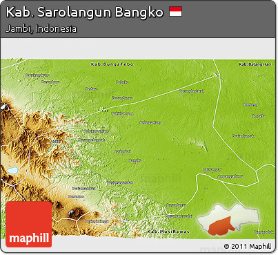 Physical 3D Map of Kab. Sarolangun Bangko