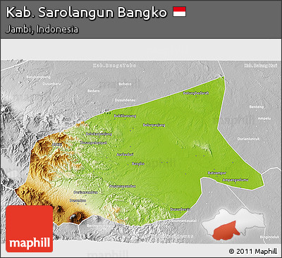 Physical 3D Map of Kab. Sarolangun Bangko, lighten, desaturated