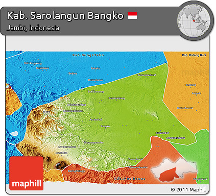 Physical 3D Map of Kab. Sarolangun Bangko, political outside