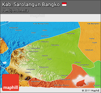 Physical 3D Map of Kab. Sarolangun Bangko, political outside
