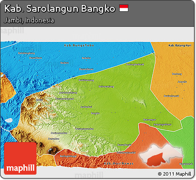 Physical 3D Map of Kab. Sarolangun Bangko, political outside