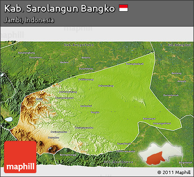 Physical 3D Map of Kab. Sarolangun Bangko, satellite outside