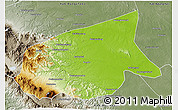 Physical 3D Map of Kab. Sarolangun Bangko, semi-desaturated