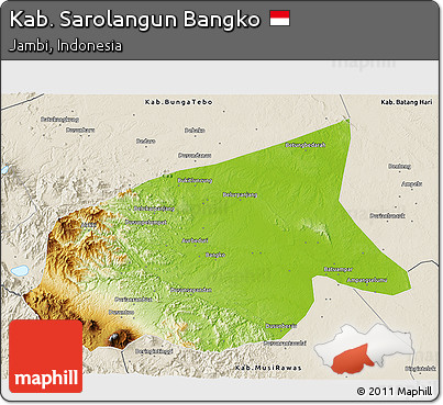 Physical 3D Map of Kab. Sarolangun Bangko, shaded relief outside