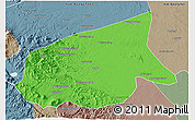 Political 3D Map of Kab. Sarolangun Bangko, semi-desaturated