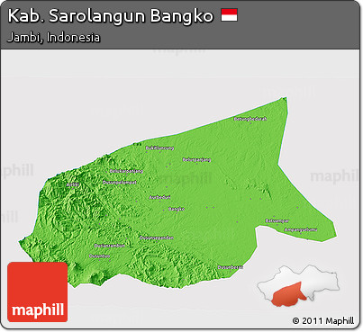 Political 3D Map of Kab. Sarolangun Bangko, single color outside