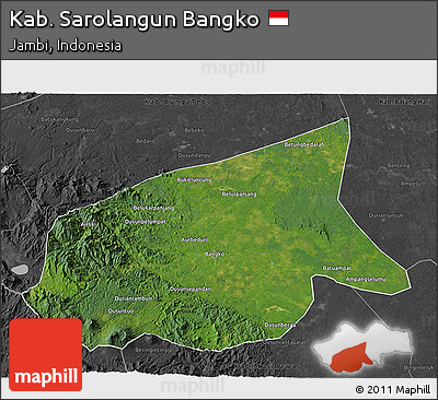 Satellite 3D Map of Kab. Sarolangun Bangko, darken, desaturated