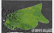 Satellite 3D Map of Kab. Sarolangun Bangko, darken, desaturated