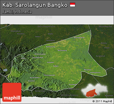 Satellite 3D Map of Kab. Sarolangun Bangko, darken