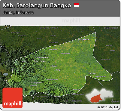 Satellite 3D Map of Kab. Sarolangun Bangko, darken