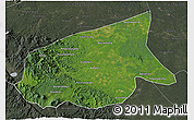 Satellite 3D Map of Kab. Sarolangun Bangko, darken, semi-desaturated