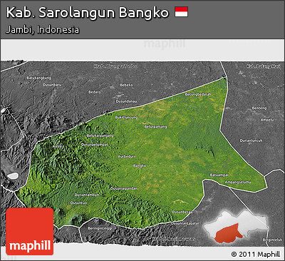 Satellite 3D Map of Kab. Sarolangun Bangko, desaturated