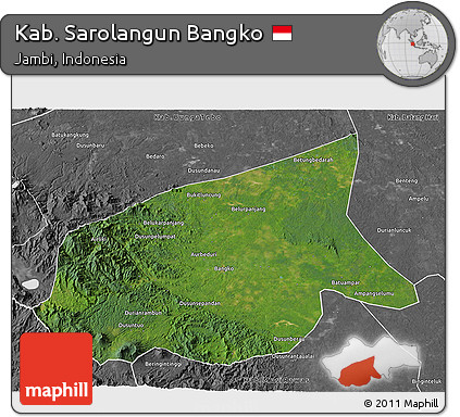 Satellite 3D Map of Kab. Sarolangun Bangko, desaturated