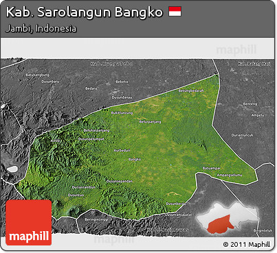 Satellite 3D Map of Kab. Sarolangun Bangko, desaturated