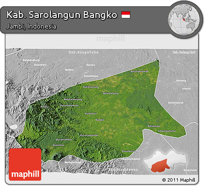 Satellite 3D Map of Kab. Sarolangun Bangko, lighten, desaturated