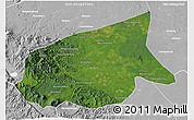 Satellite 3D Map of Kab. Sarolangun Bangko, lighten, desaturated