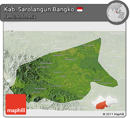 Satellite 3D Map of Kab. Sarolangun Bangko, lighten