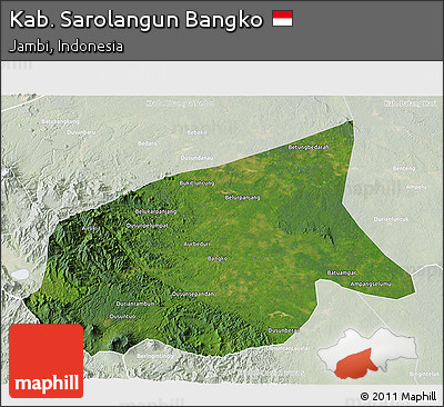 Satellite 3D Map of Kab. Sarolangun Bangko, lighten