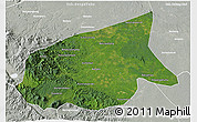 Satellite 3D Map of Kab. Sarolangun Bangko, lighten, semi-desaturated