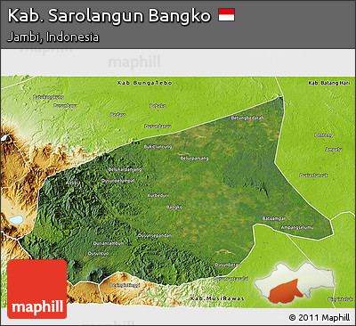 Satellite 3D Map of Kab. Sarolangun Bangko, physical outside