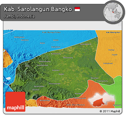 Satellite 3D Map of Kab. Sarolangun Bangko, political outside