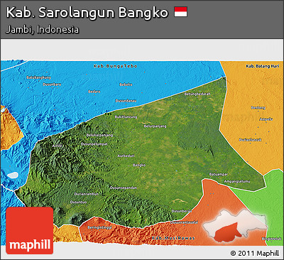 Satellite 3D Map of Kab. Sarolangun Bangko, political outside