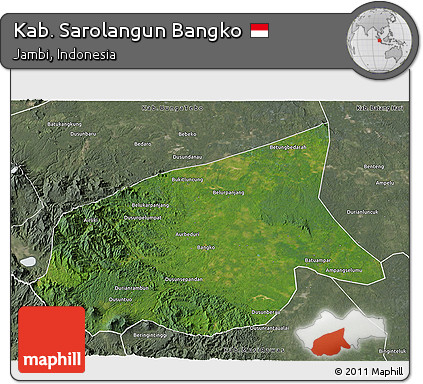 Satellite 3D Map of Kab. Sarolangun Bangko, semi-desaturated