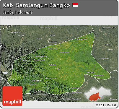 Satellite 3D Map of Kab. Sarolangun Bangko, semi-desaturated