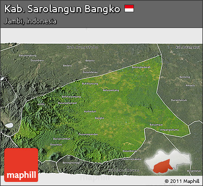 Satellite 3D Map of Kab. Sarolangun Bangko, semi-desaturated