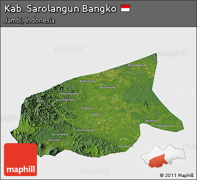 Satellite 3D Map of Kab. Sarolangun Bangko, single color outside