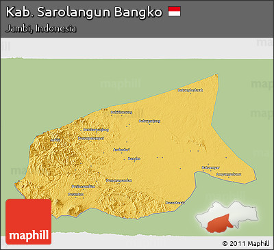 Savanna Style 3D Map of Kab. Sarolangun Bangko, single color outside