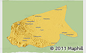 Savanna Style 3D Map of Kab. Sarolangun Bangko, single color outside