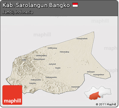 Shaded Relief 3D Map of Kab. Sarolangun Bangko, cropped outside