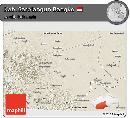 Shaded Relief 3D Map of Kab. Sarolangun Bangko
