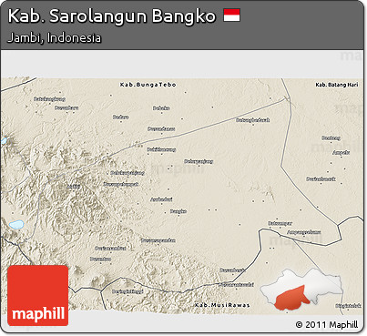 Shaded Relief 3D Map of Kab. Sarolangun Bangko